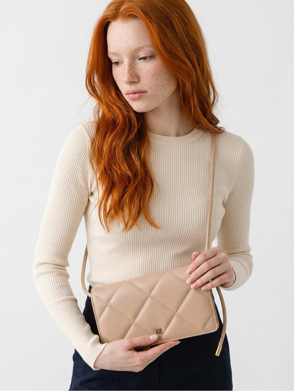 Rachel Zoe Quilted Crossbody Bag in Nude Beige NWT, Ships Next day